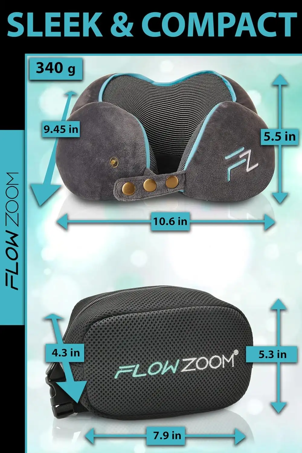 FlowZoom Travel Pillow Memory Foam - Airplane Neck Pillow - 81Uh9UPw2pL._AC_SL1500_